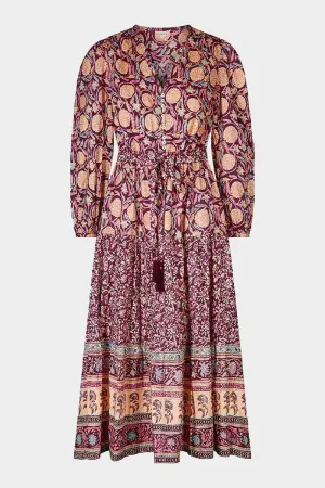 Alex Print Burgundy Cotton Dress