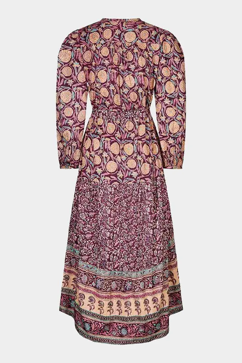 Alex Print Burgundy Cotton Dress