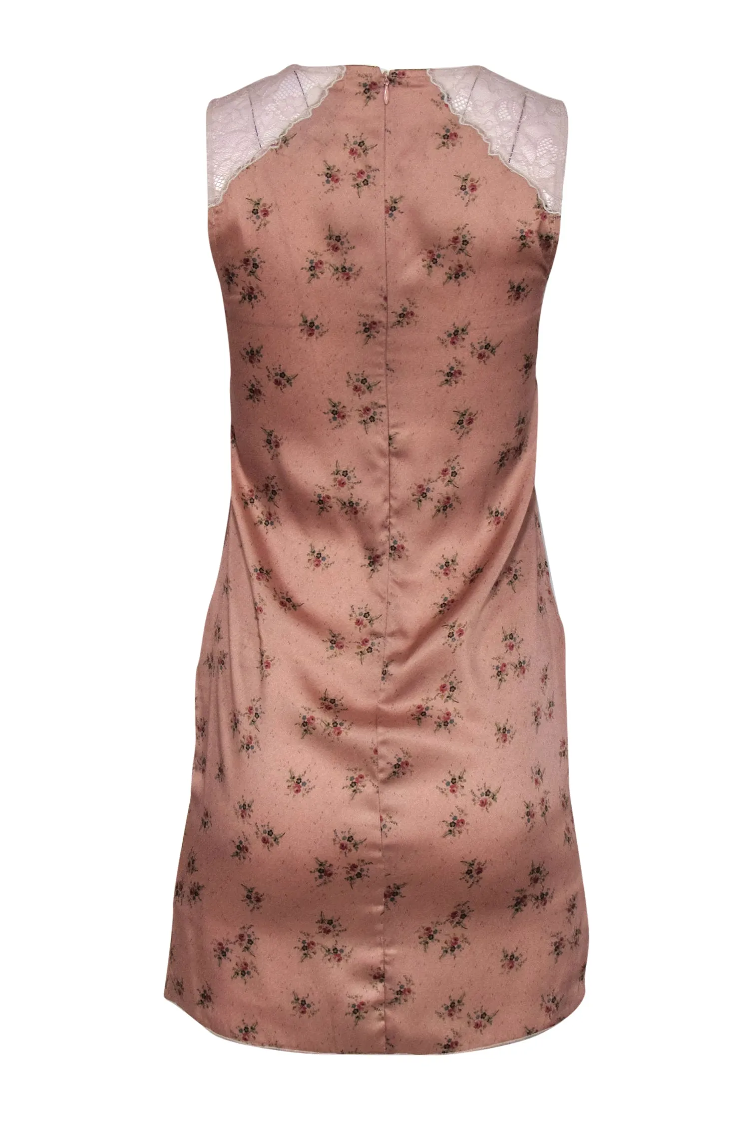 All Saints - Baby Pink Satin Floral Dress w/ Lace Sz 00