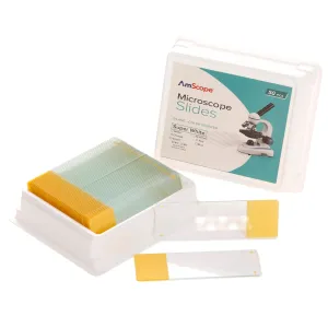 AmScope 50pc Blank Silane Slides with Single Frosted, Yellow-Coated Side