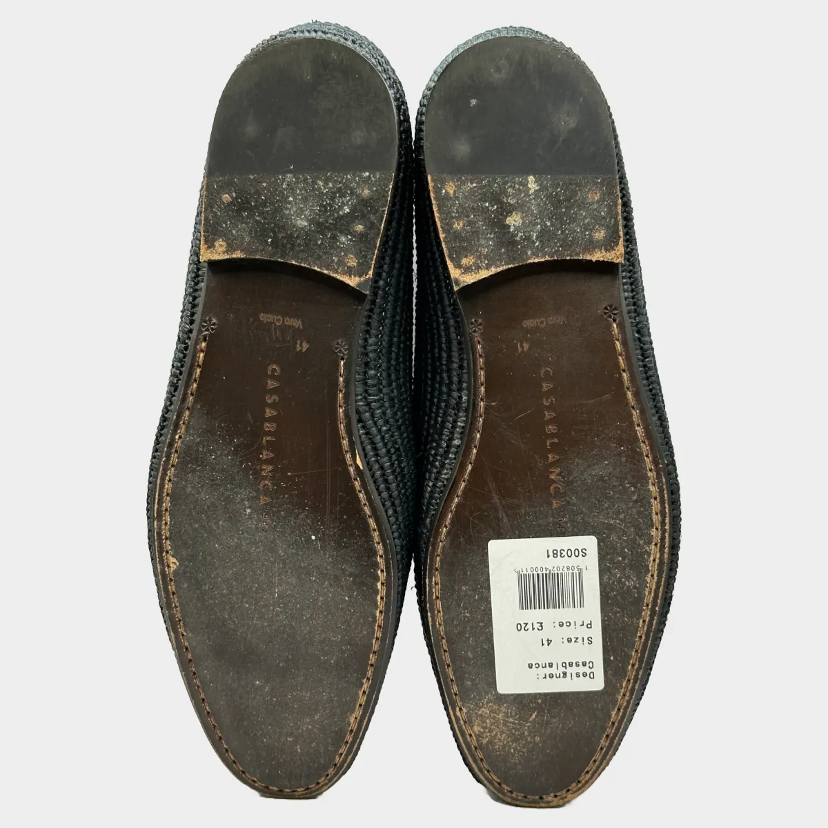Casablanca men's black raffia loafers
