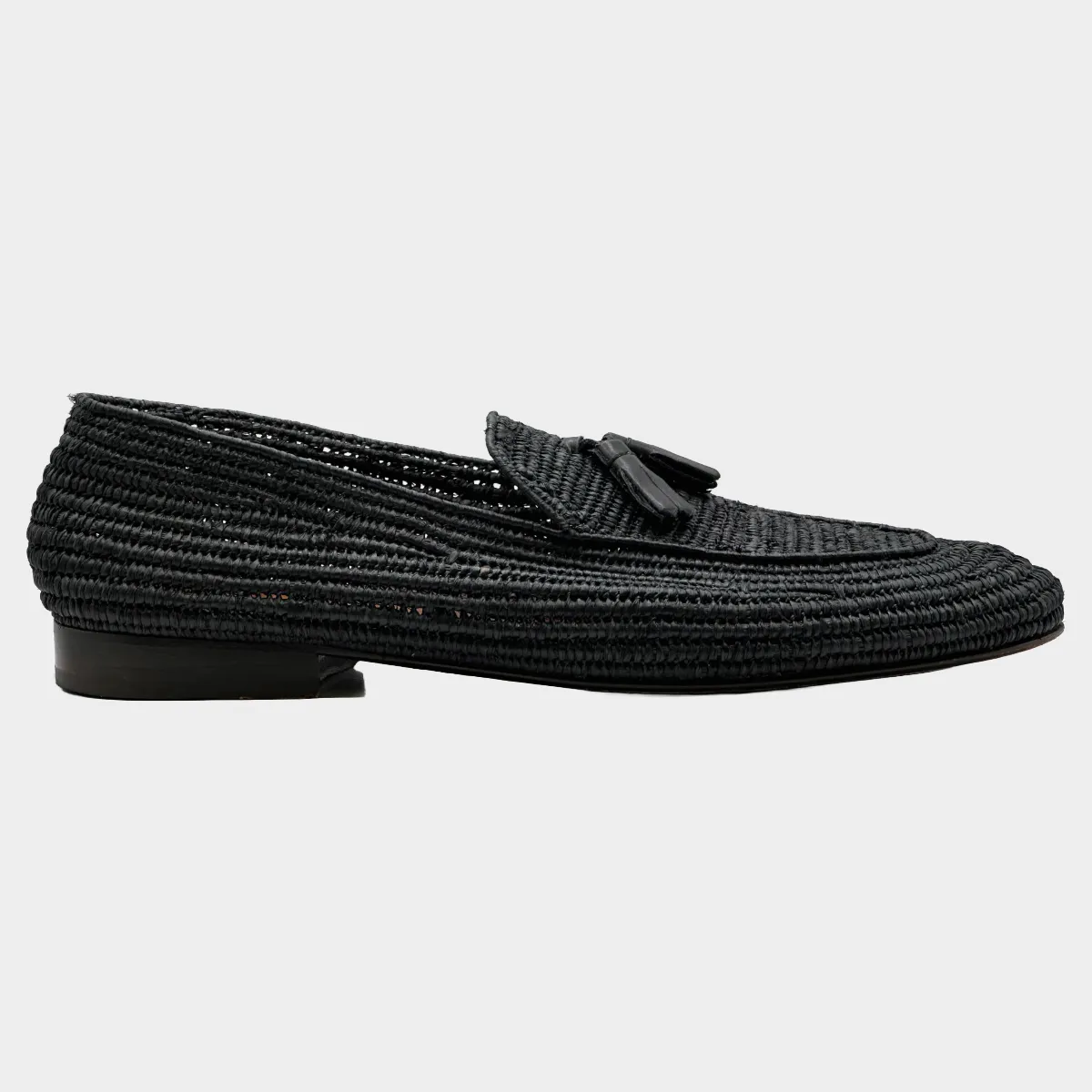 Casablanca men's black raffia loafers