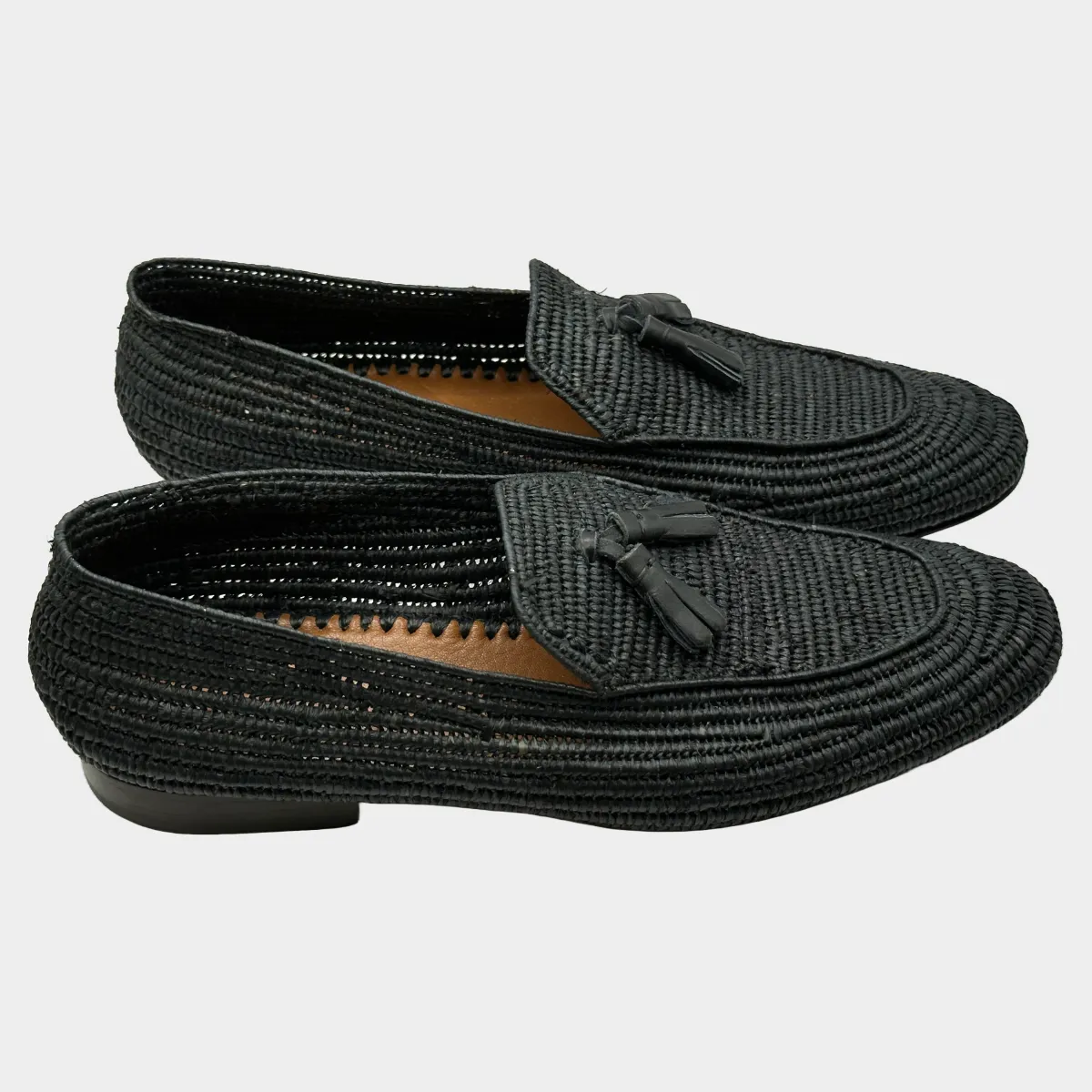 Casablanca men's black raffia loafers