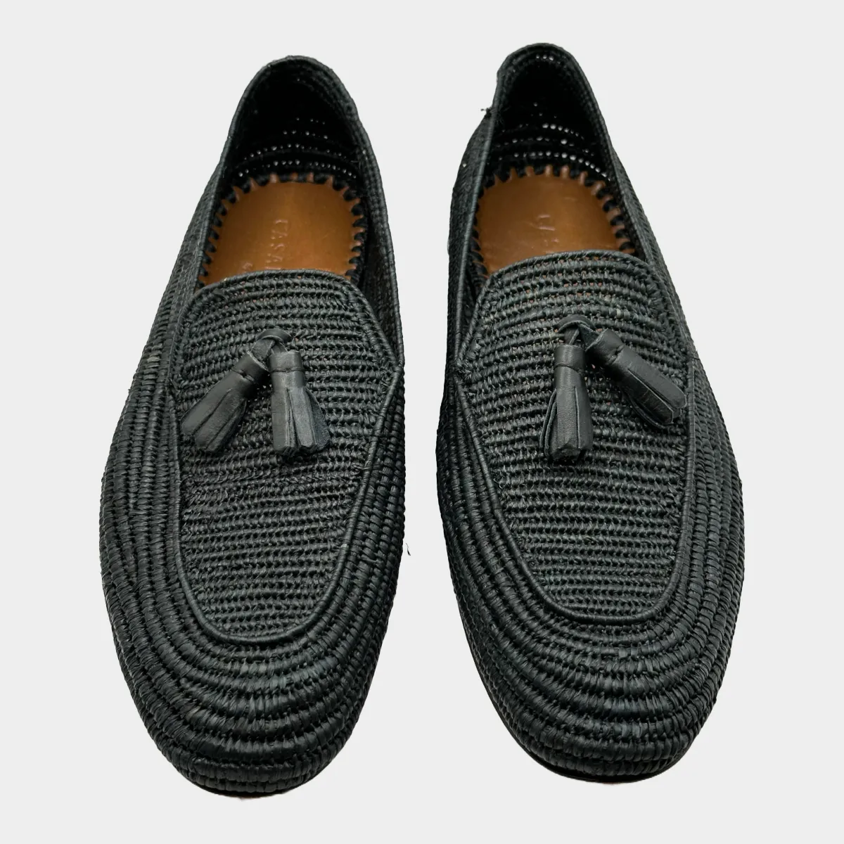 Casablanca men's black raffia loafers