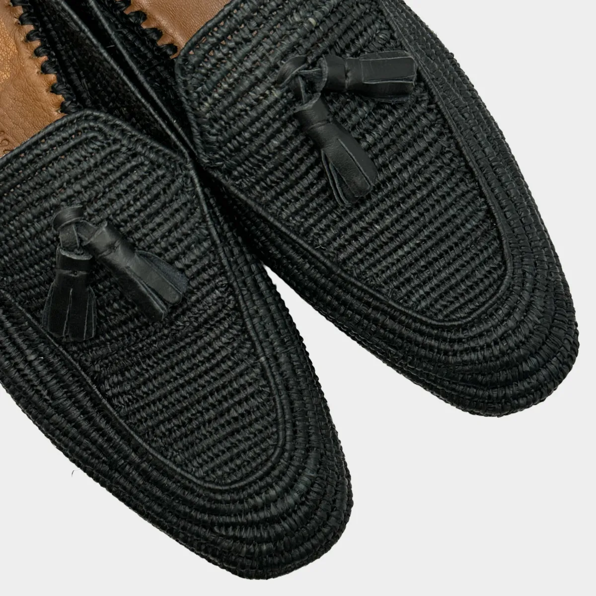 Casablanca men's black raffia loafers