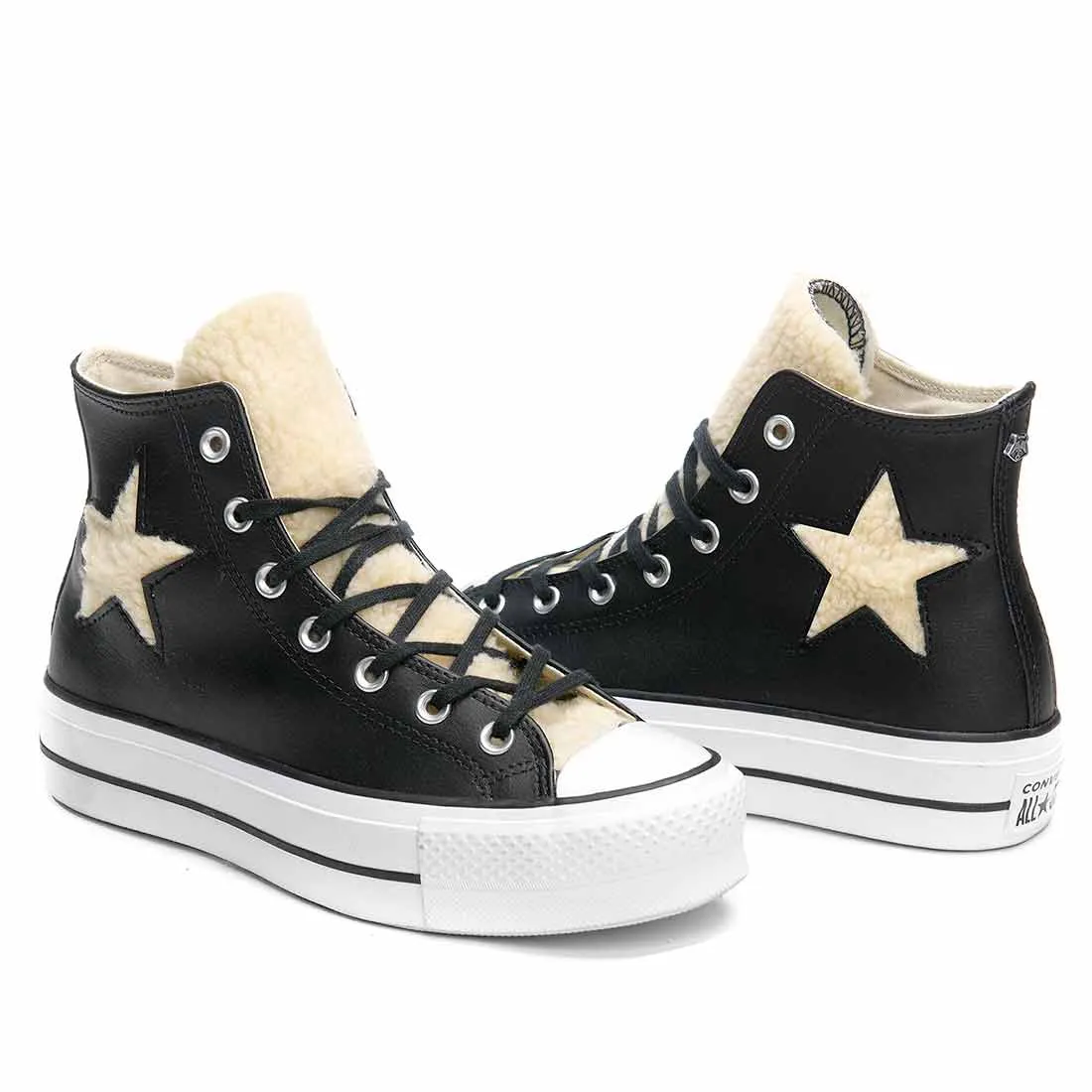 Converse All Star Platform in Pelle con Stella Teddy