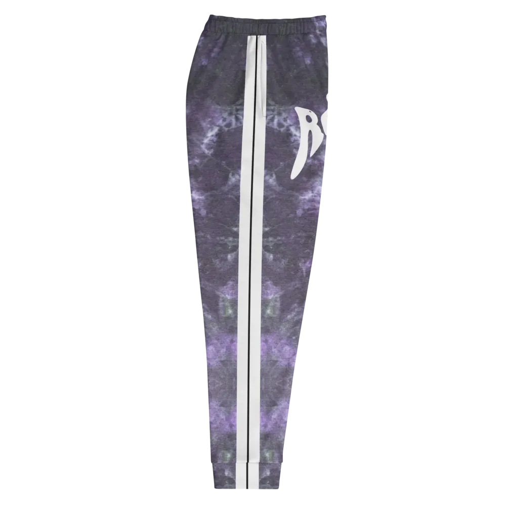CRXWN | Royal Urban Resort | Trippy Drippy Bleach Acid Wash with Malibu Stripe Unisex Jogger CMFT PSG Royal Purple