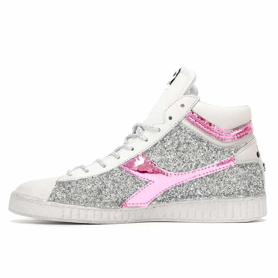 Diadora Game High Brillantini Argento e Rosa