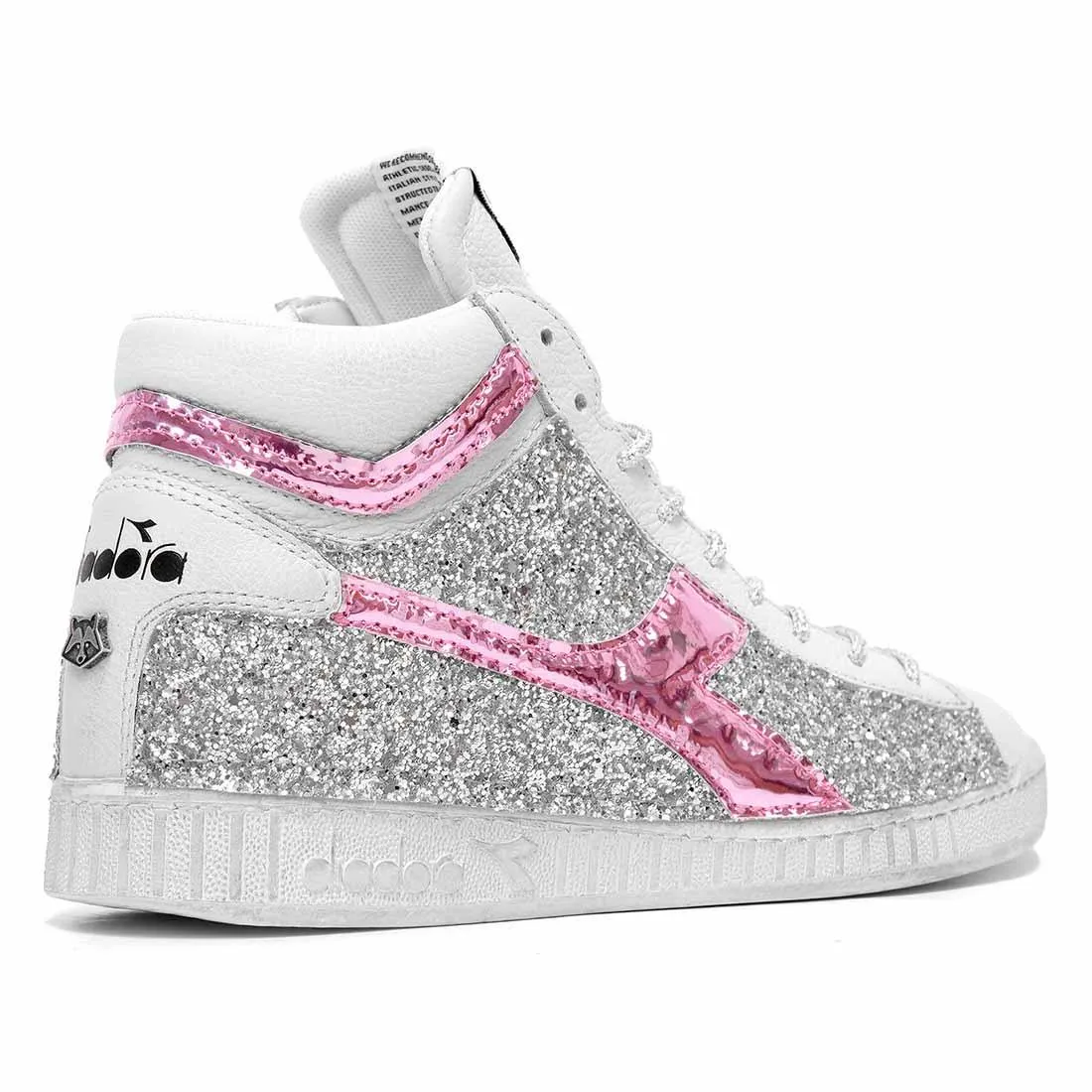 Diadora Game High Brillantini Argento e Rosa