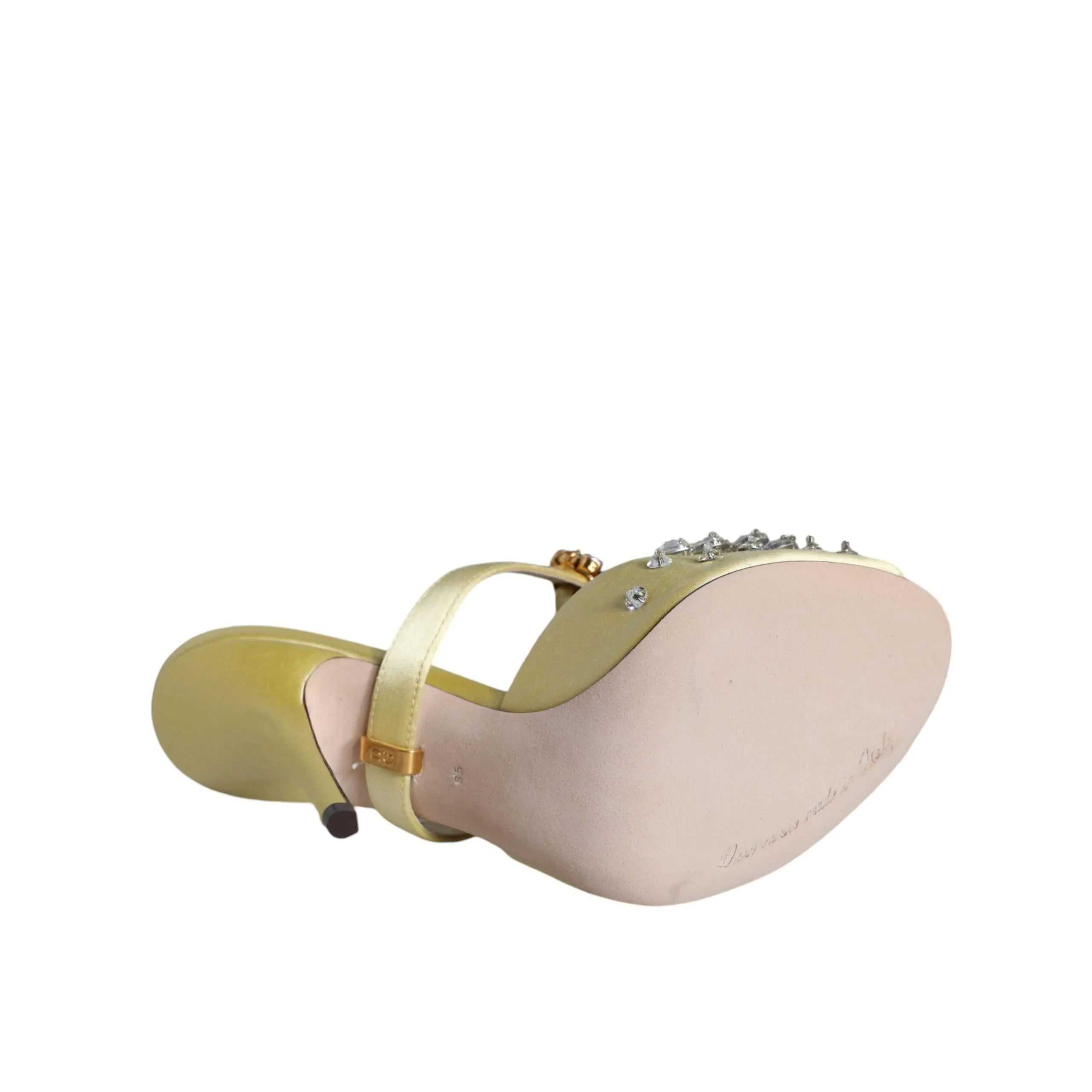 Dolce & Gabbana Yellow Mary Janes Satin Crystal Sandals Shoes