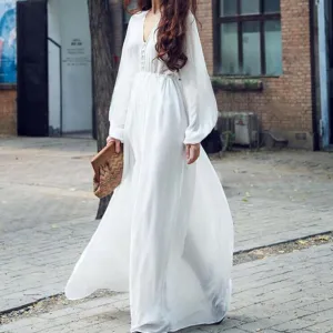 Empire Waist Boho Chic Casual White Dress
