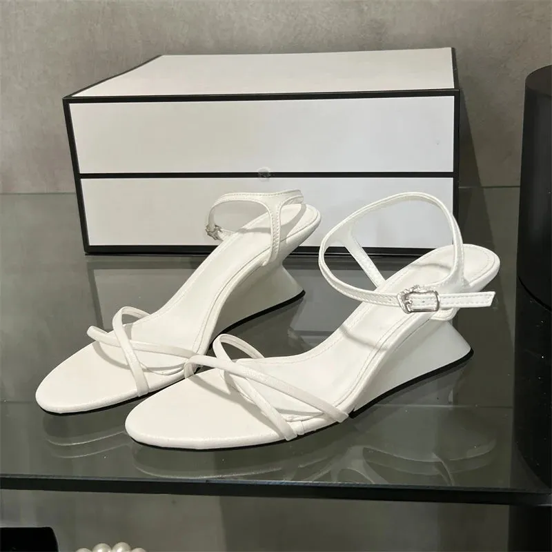 Hollow Out Wedges Ankle Buckle Strap Shoes