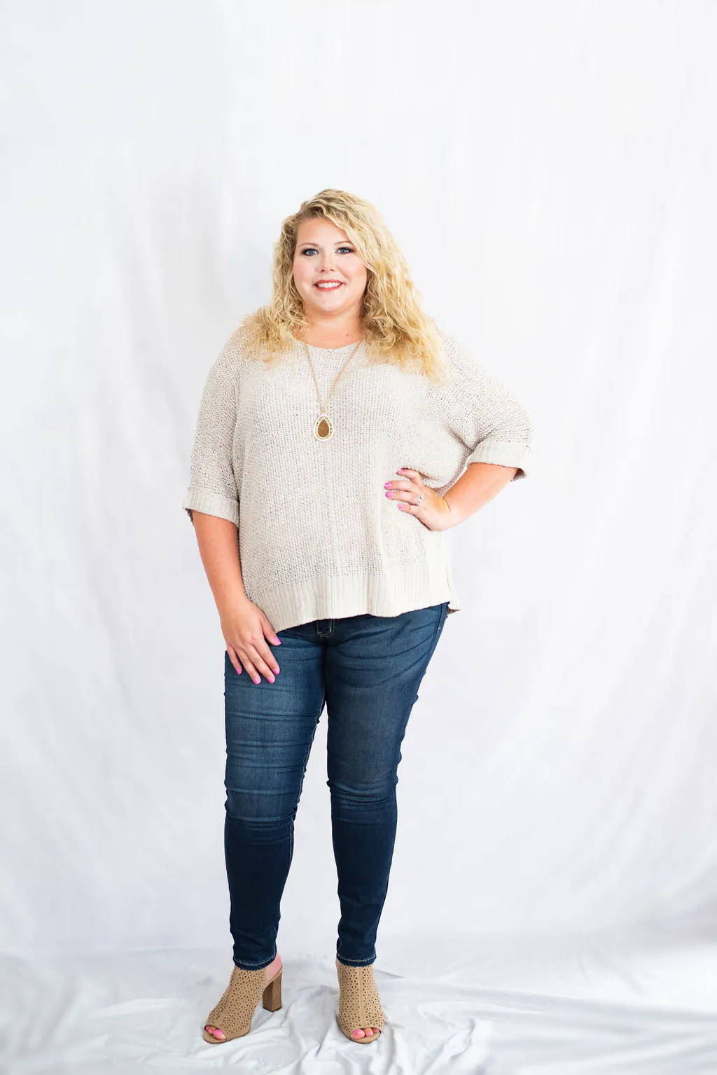 It's A Breeze Tunic Sweater Knit Top in Plus Size by Easel Clothing