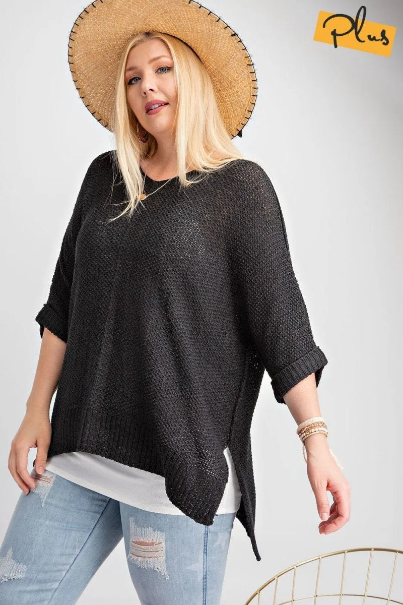 It's A Breeze Tunic Sweater Knit Top in Plus Size by Easel Clothing