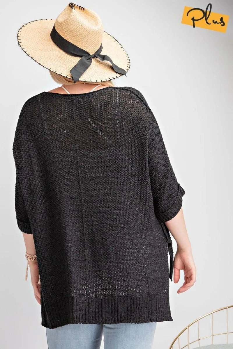 It's A Breeze Tunic Sweater Knit Top in Plus Size by Easel Clothing