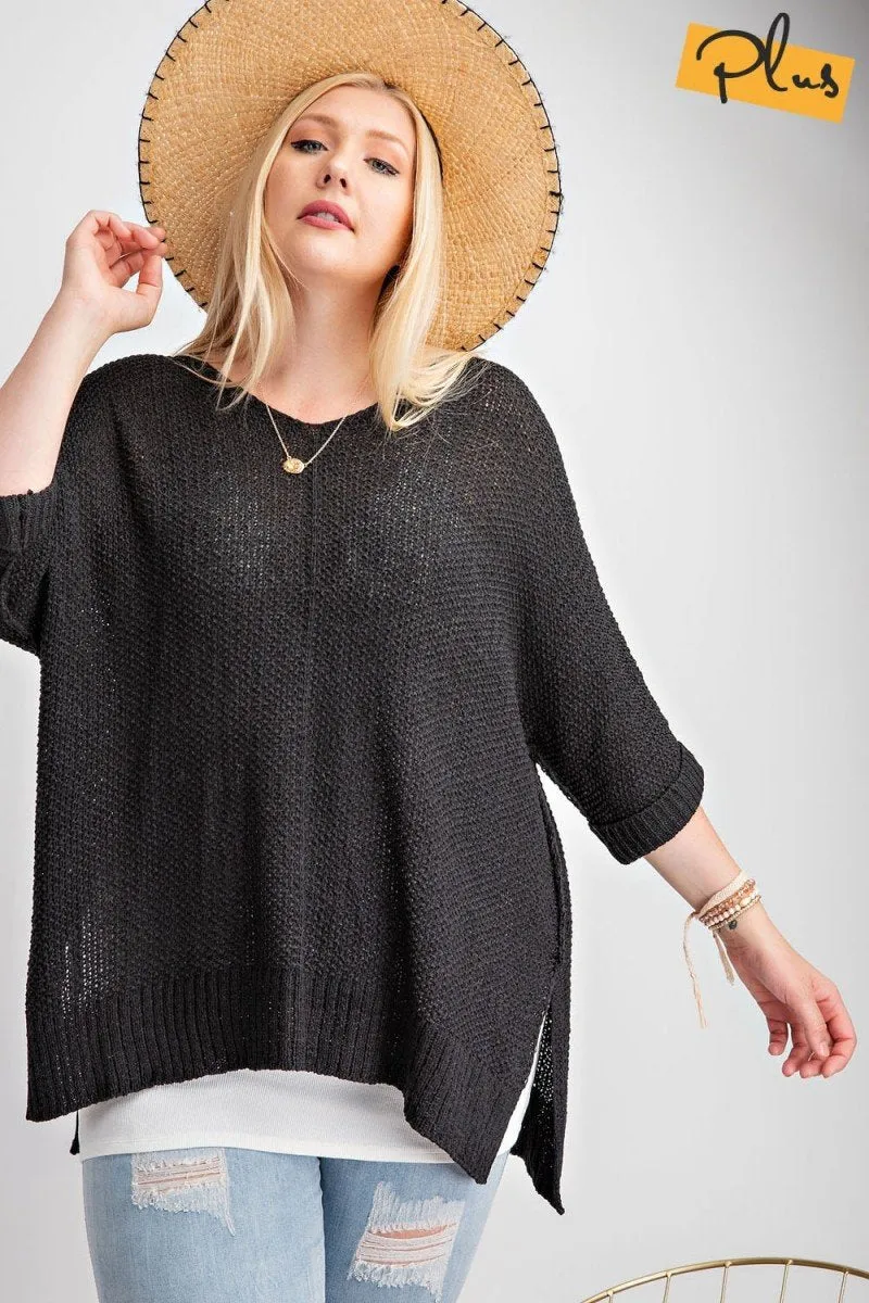It's A Breeze Tunic Sweater Knit Top in Plus Size by Easel Clothing