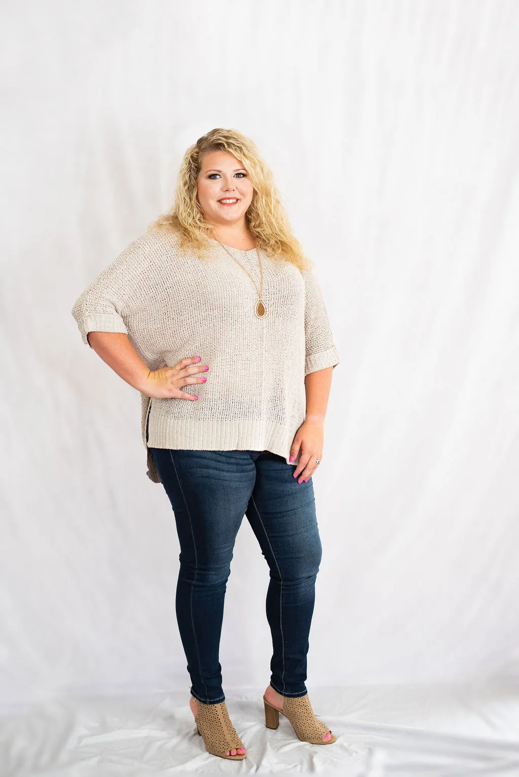 It's A Breeze Tunic Sweater Knit Top in Plus Size by Easel Clothing