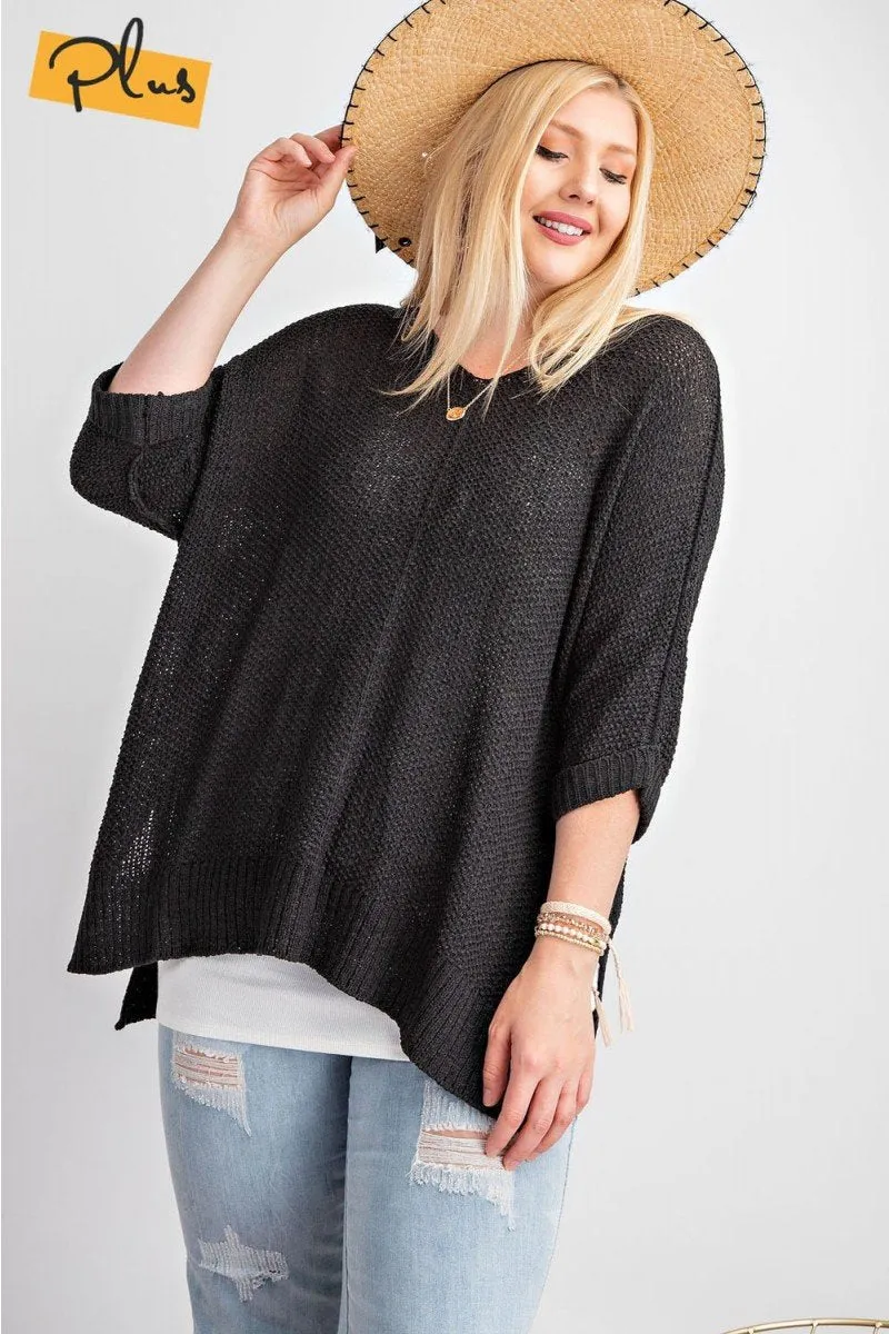It's A Breeze Tunic Sweater Knit Top in Plus Size by Easel Clothing