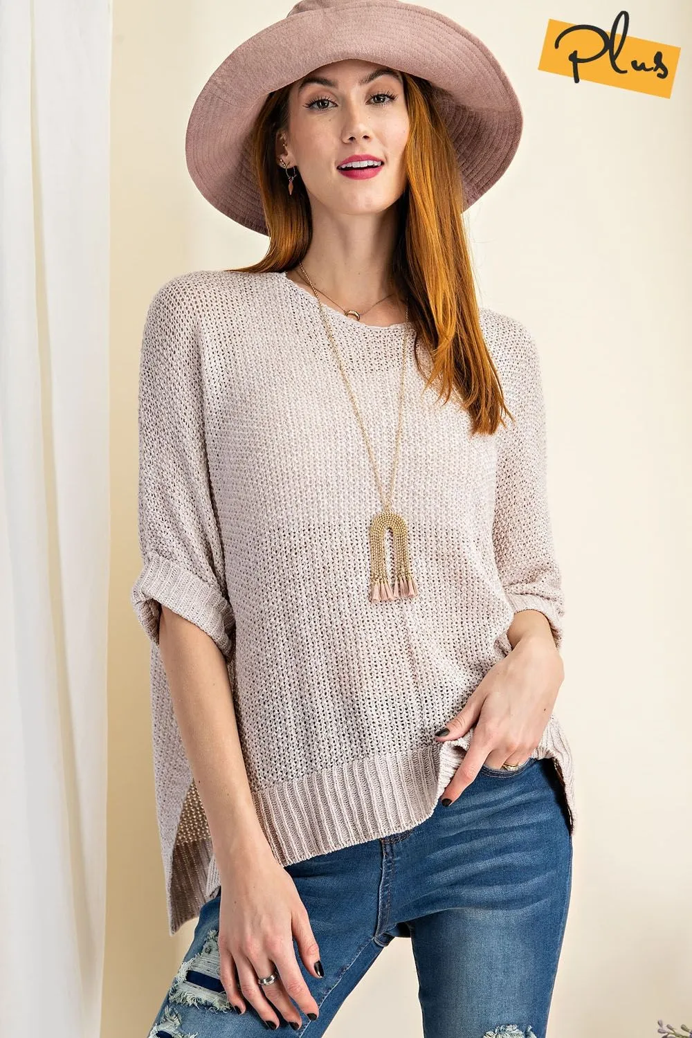 It's A Breeze Tunic Sweater Knit Top in Plus Size by Easel Clothing