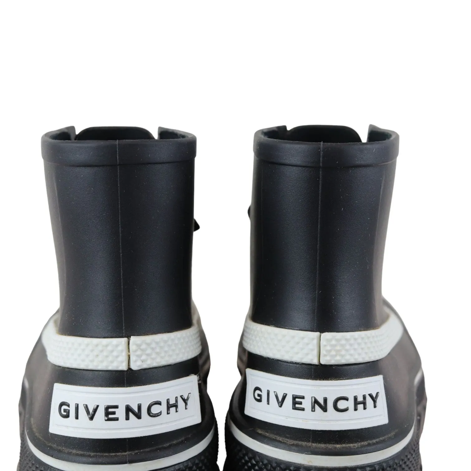 Lace Up Ankle Boots Rubber Lug Sole Black White Size 38