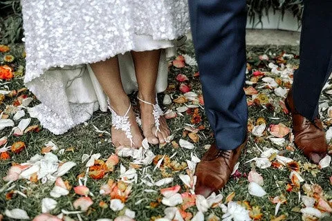 Light Ivory Barefoot Sandals - The Beaded Jamie
