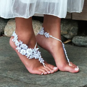 Light Ivory Barefoot Sandals - The Beaded Jamie