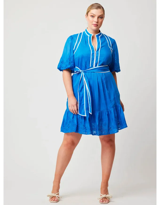 Lucia Embroidered Babydoll Dress Azure