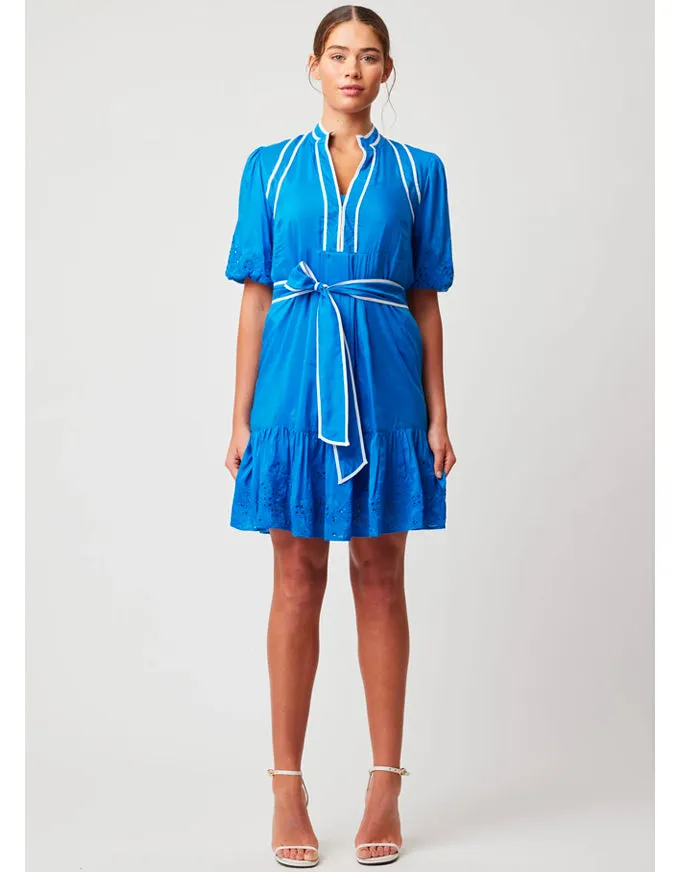Lucia Embroidered Babydoll Dress Azure
