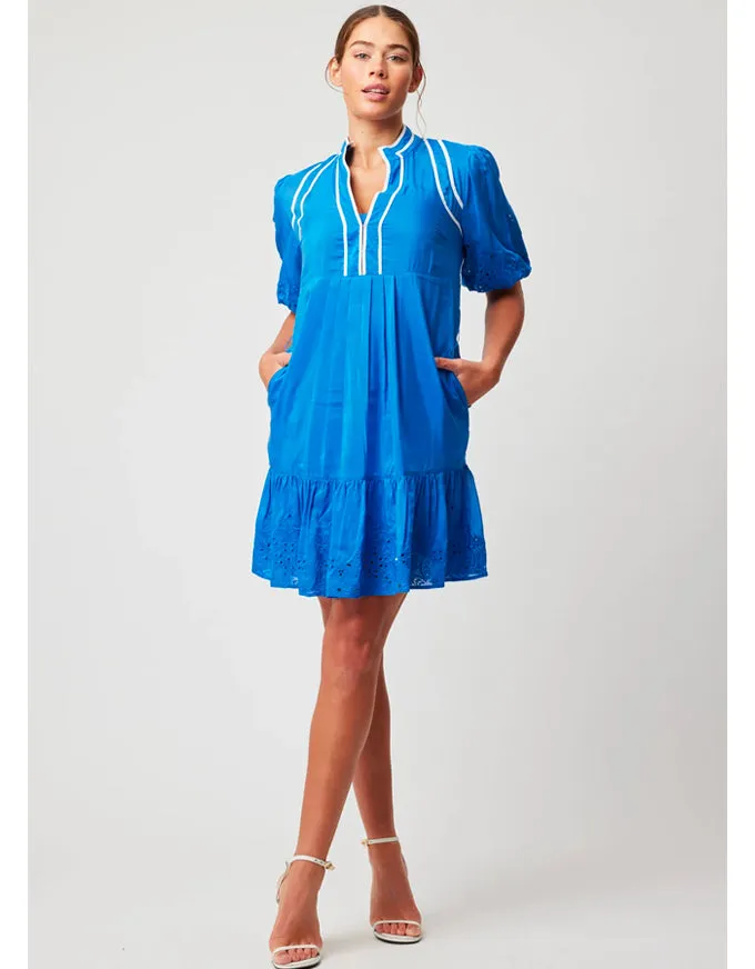 Lucia Embroidered Babydoll Dress Azure
