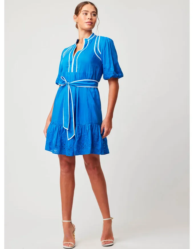 Lucia Embroidered Babydoll Dress Azure