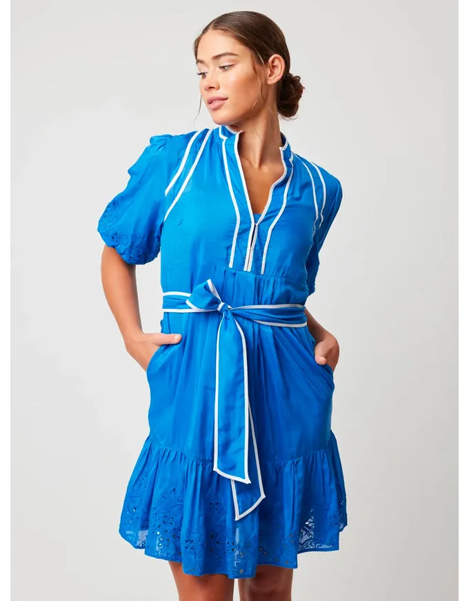 Lucia Embroidered Babydoll Dress Azure