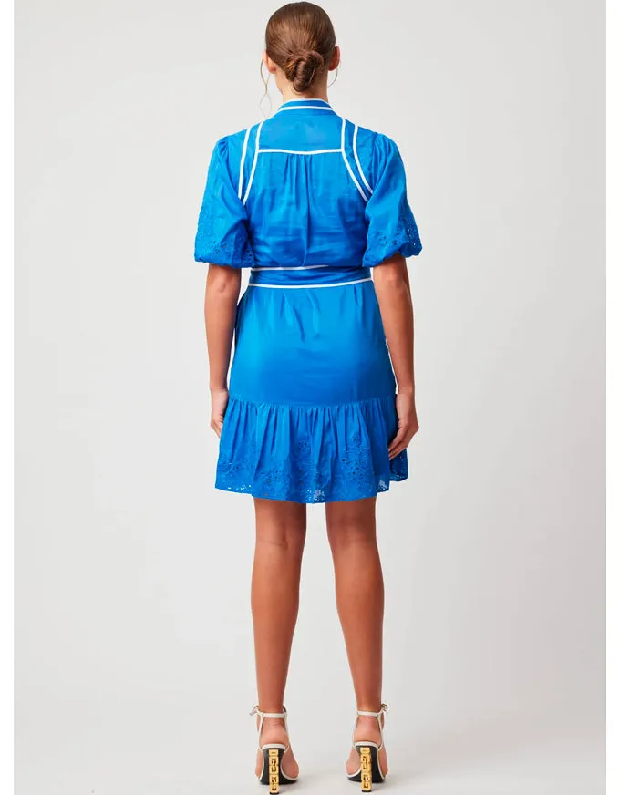 Lucia Embroidered Babydoll Dress Azure
