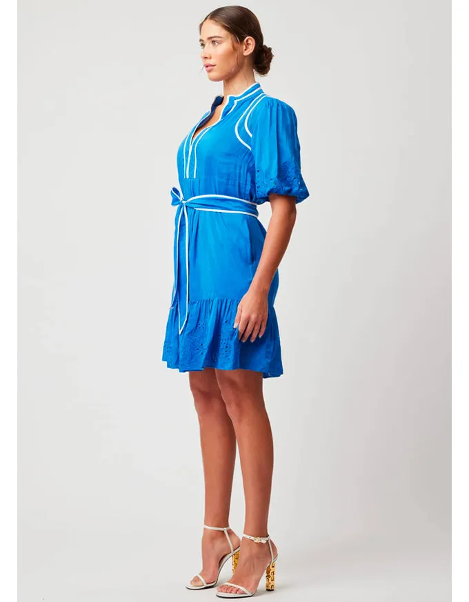 Lucia Embroidered Babydoll Dress Azure