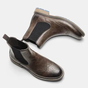 Men's Brogue Ankle High Top Boots