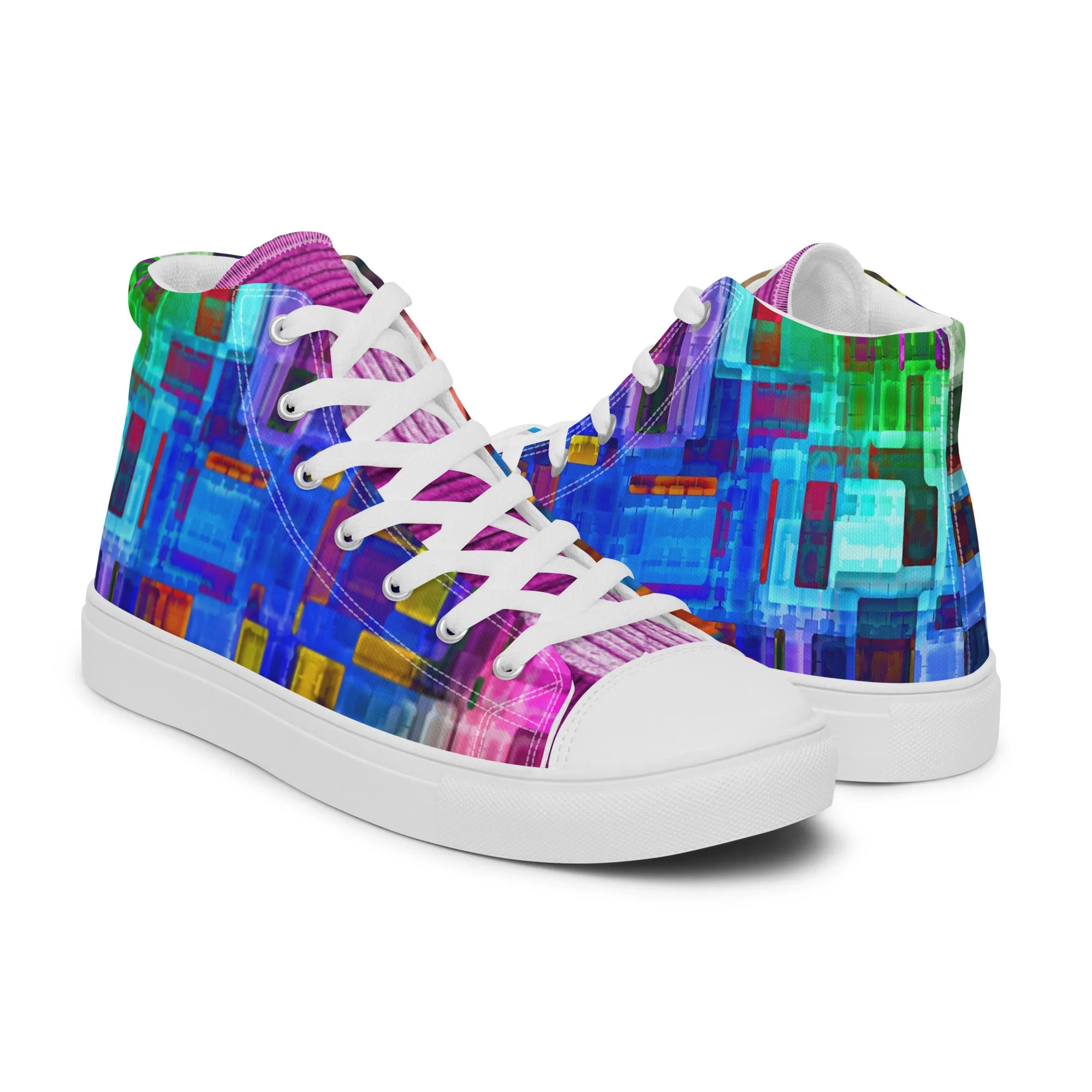 Men’s colorful high top canvas shoes - Lilac Breasted Roller