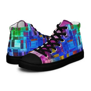 Men’s colorful high top canvas shoes - Lilac Breasted Roller