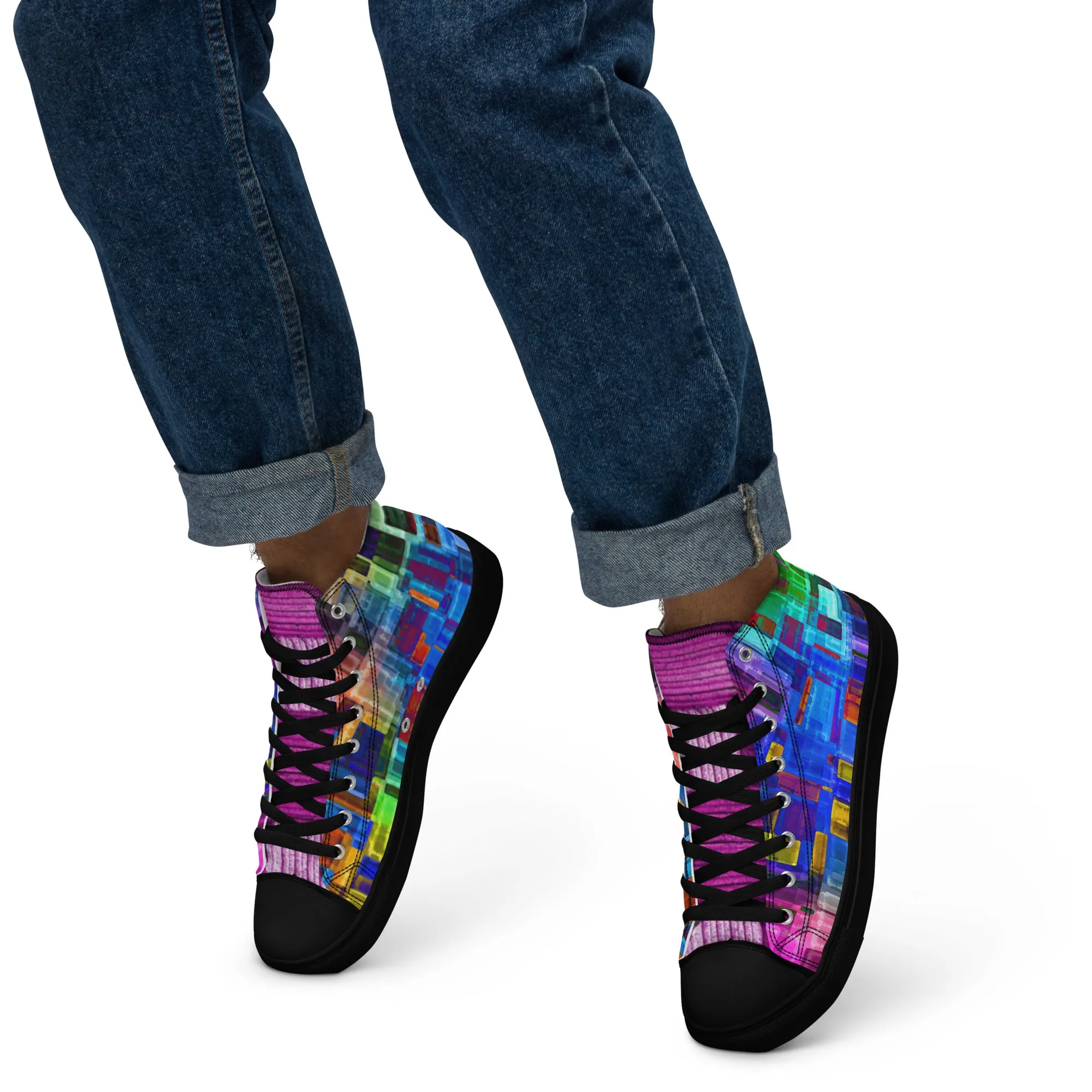 Men’s colorful high top canvas shoes - Lilac Breasted Roller