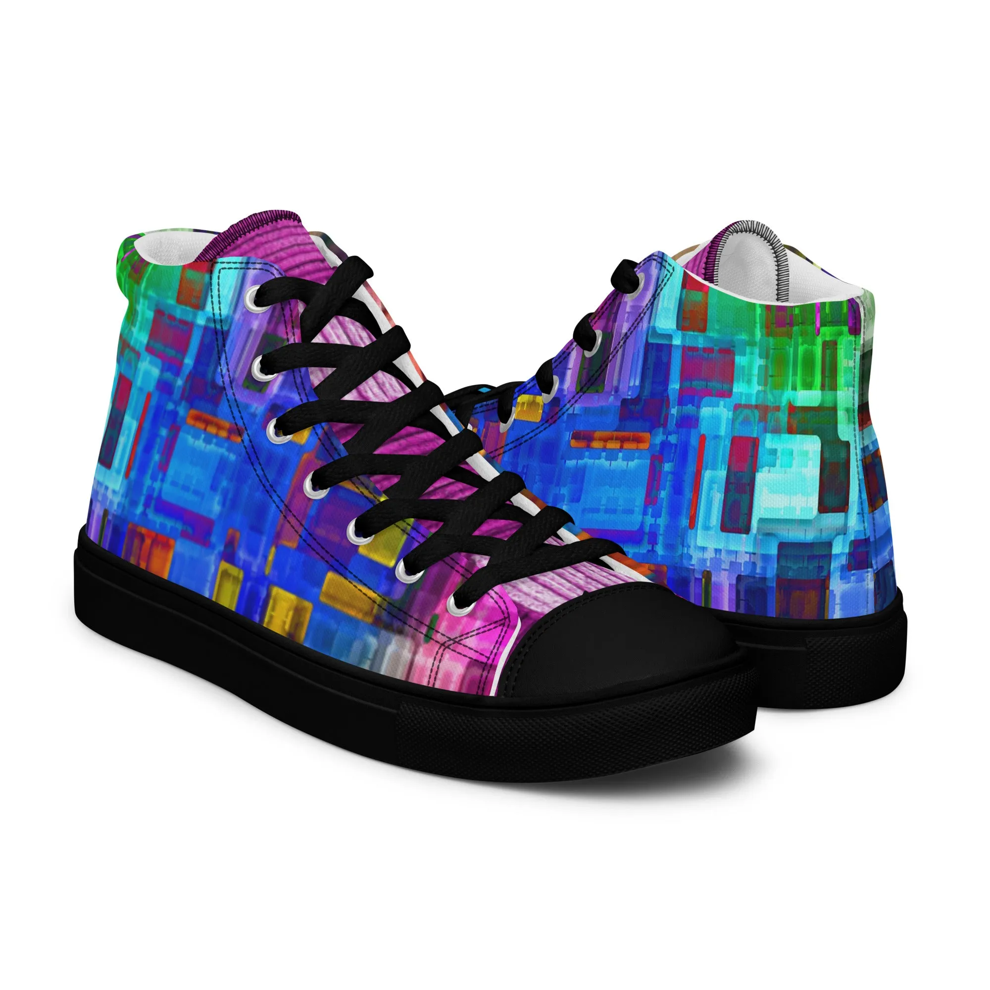 Men’s colorful high top canvas shoes - Lilac Breasted Roller
