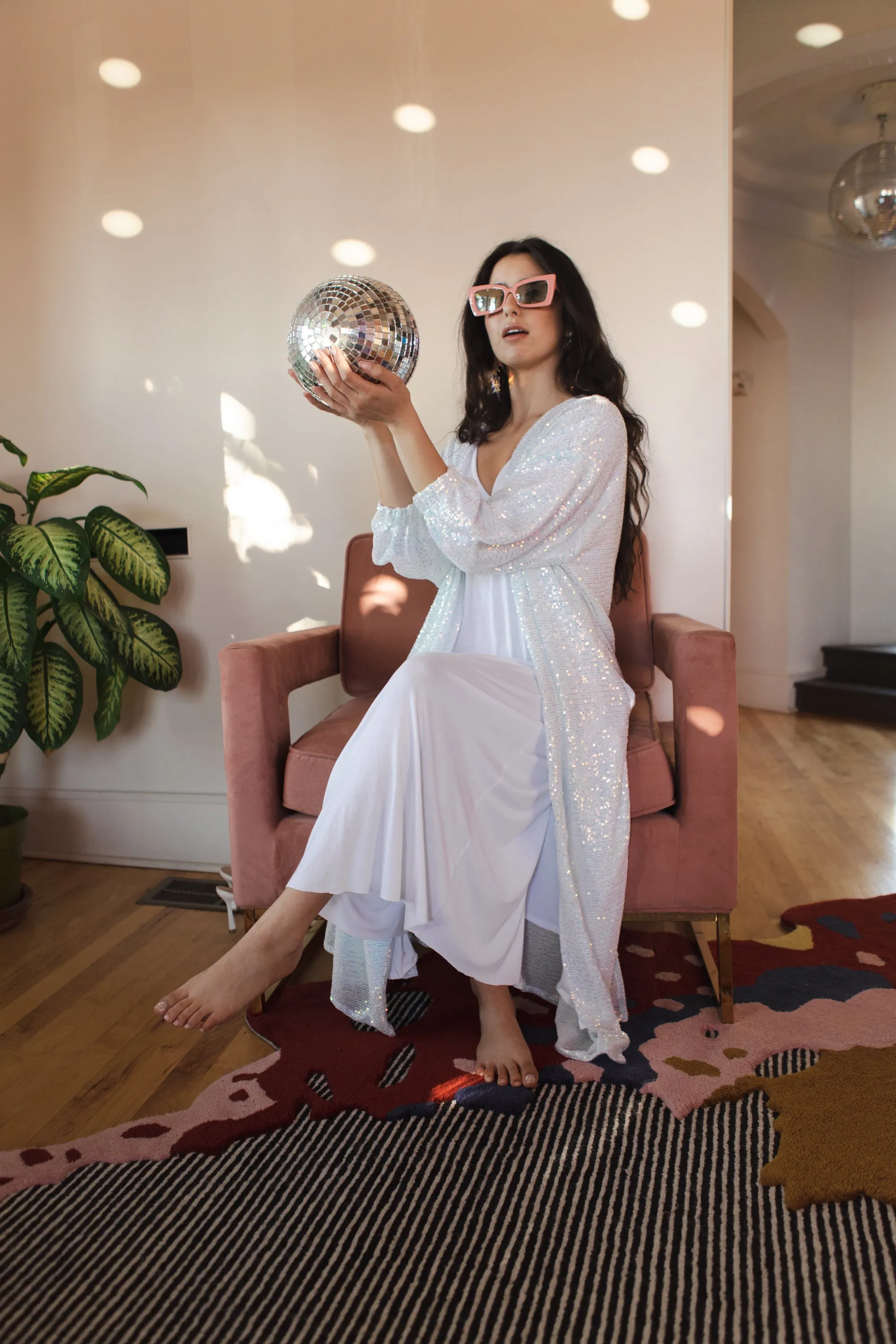 Moonstone Blanc Sequin Cocoon Jacket