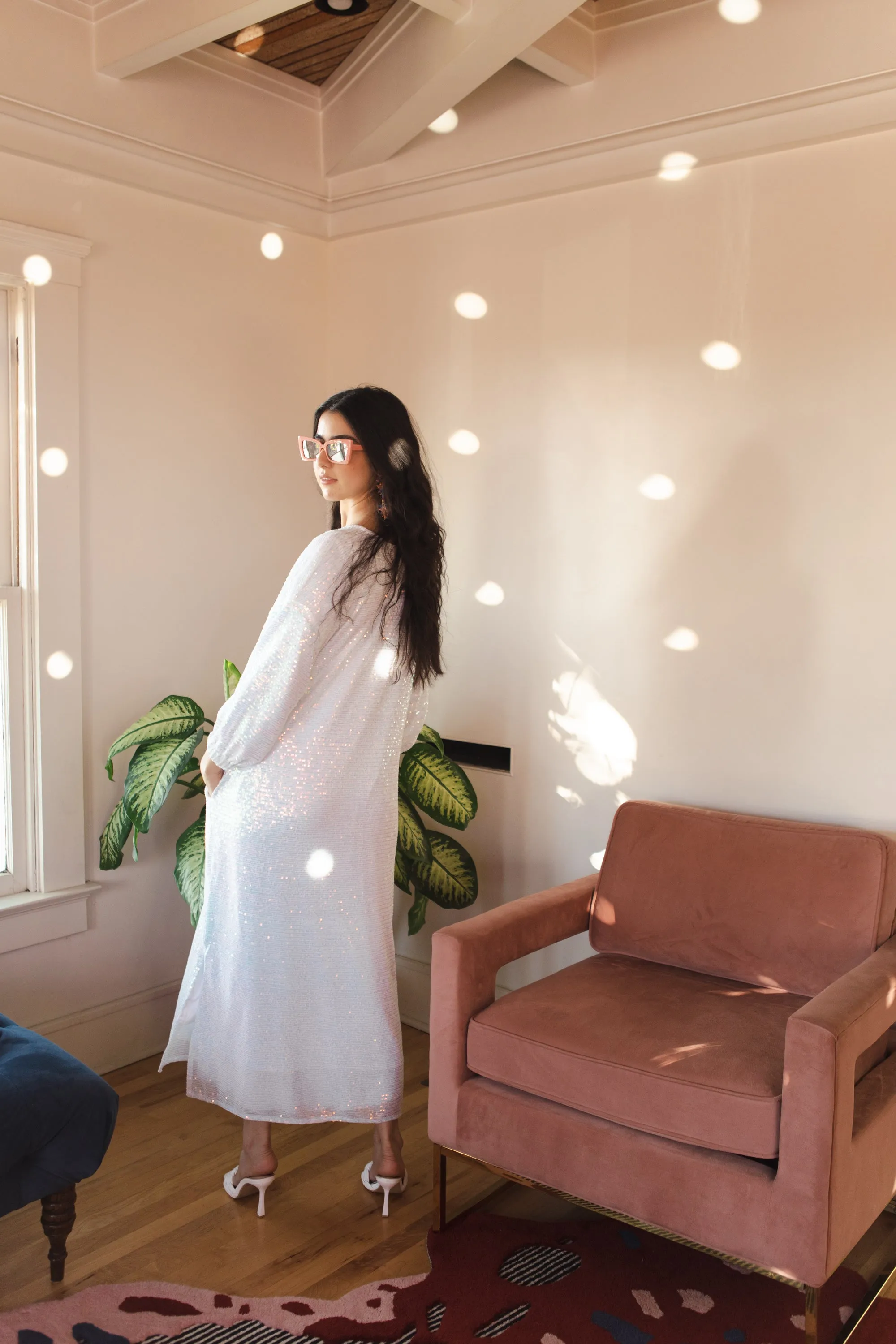 Moonstone Blanc Sequin Cocoon Jacket