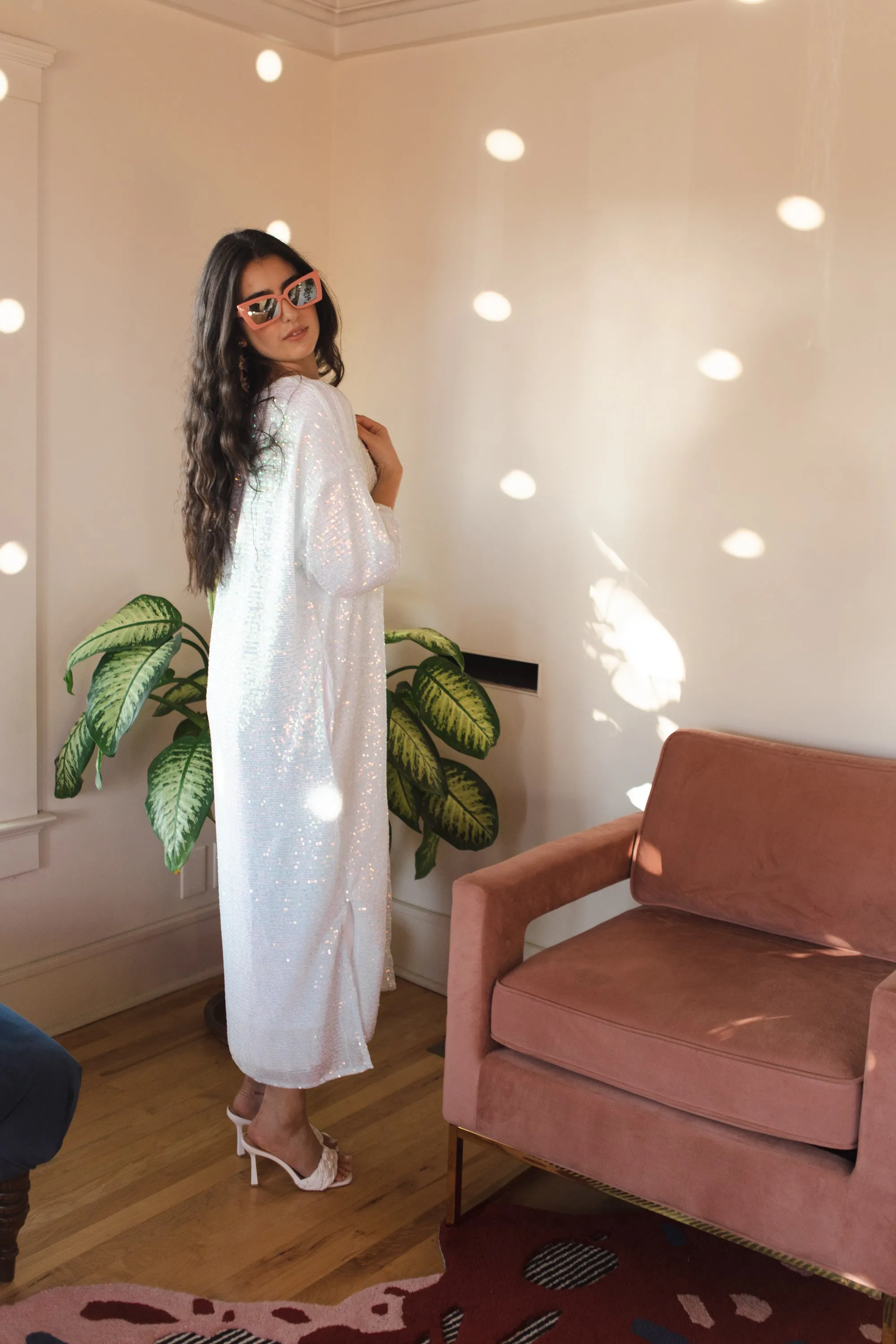 Moonstone Blanc Sequin Cocoon Jacket