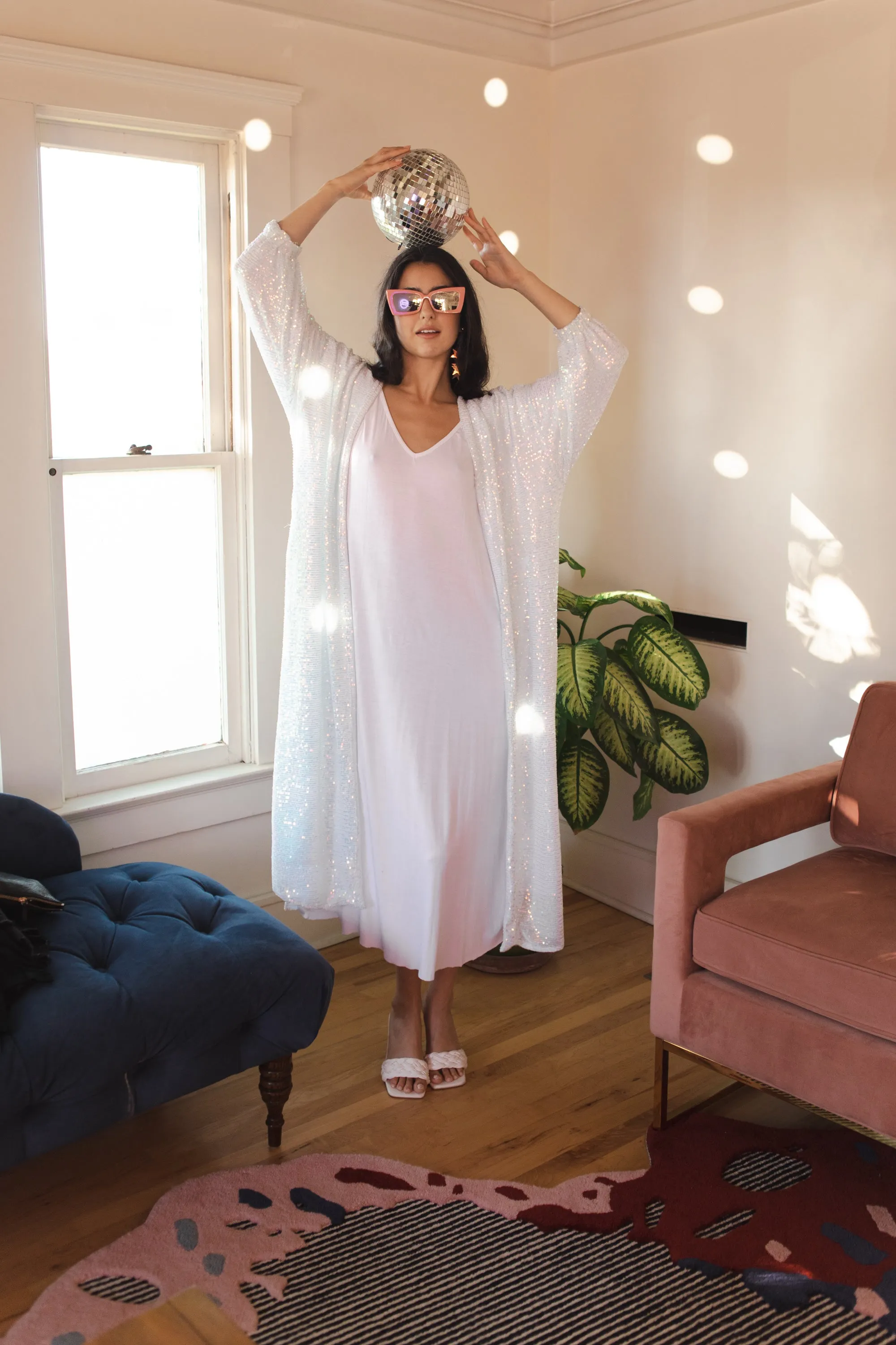 Moonstone Blanc Sequin Cocoon Jacket