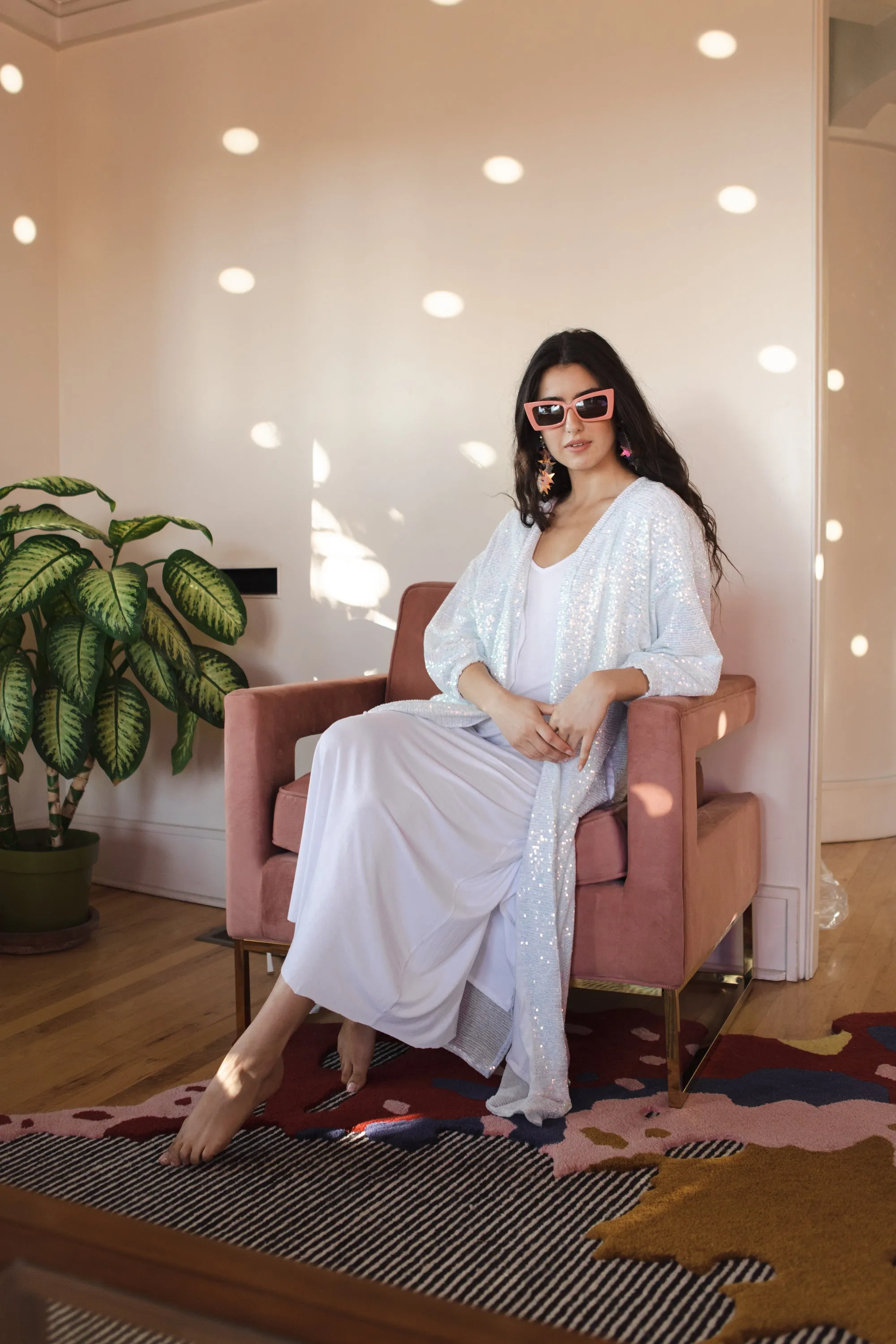 Moonstone Blanc Sequin Cocoon Jacket