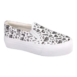 Pierre Cardin Graffiti Lace Up Floral Sneaker - White