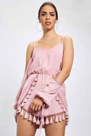 Pink Pink Tassel Playsuit