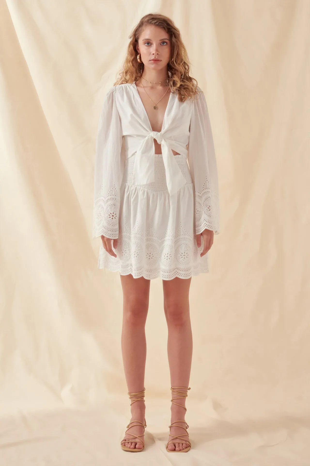 Smocked Waist Lace Skirt
