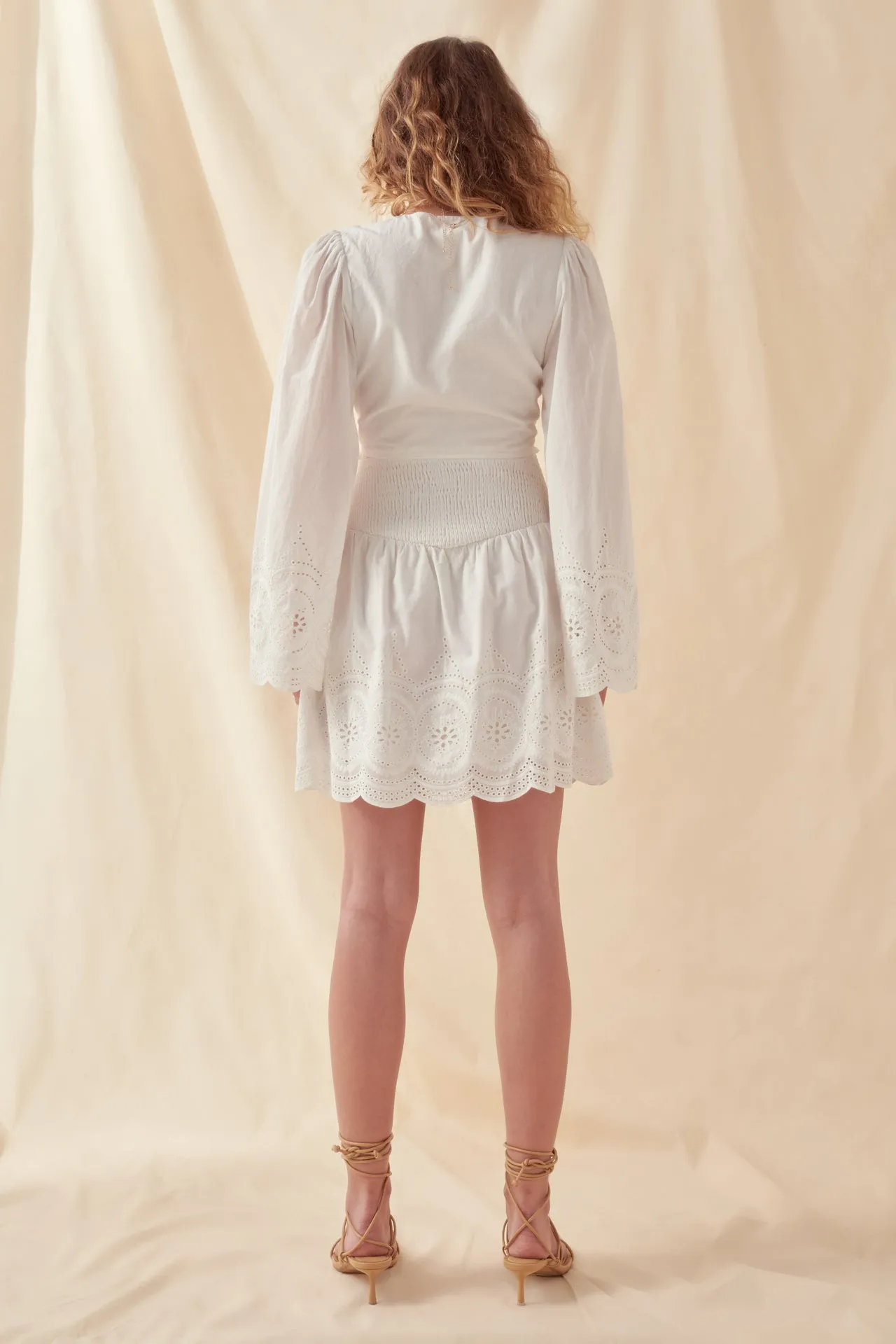 Smocked Waist Lace Skirt
