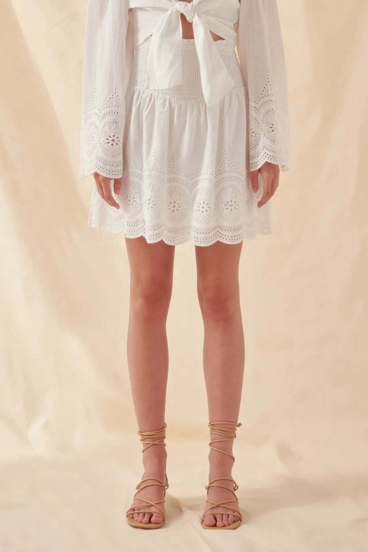 Smocked Waist Lace Skirt