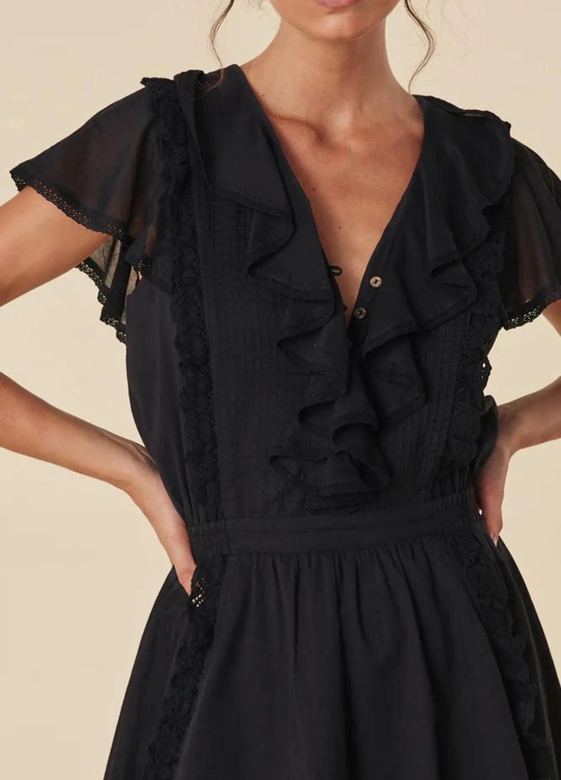 Spell - Dove Lace Mini Dress - Midnight