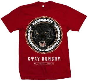 Stay Hungry Panther - Gold on Red T-Shirt